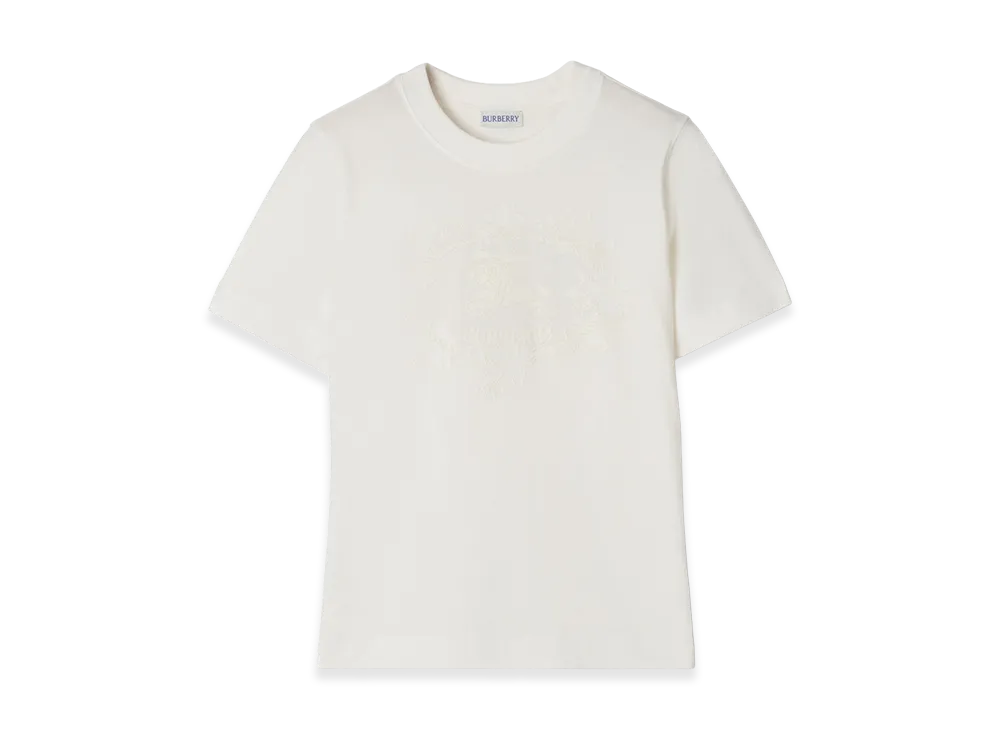 Burberry Women's Knight Stamp Cotton Tee "Chalk White"