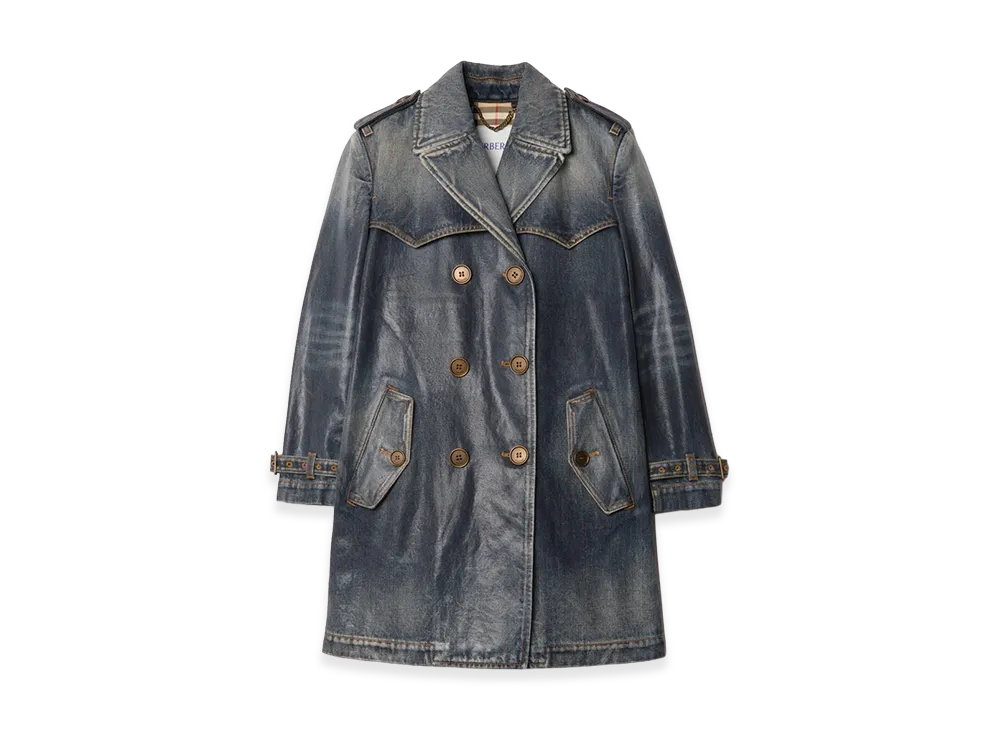 Burberry Women's Short Denim Trench Coat "Mid Blue"