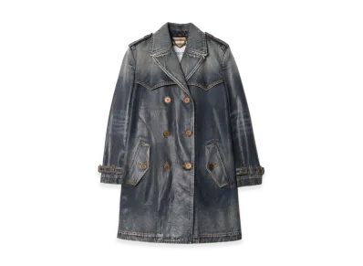 Burberry Women's Short Denim Trench Coat "Mid Blue"