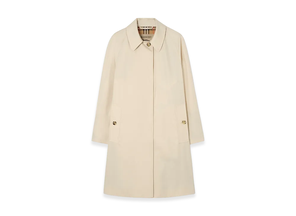 Burberry Women's Mid-length Tropical Gabardine Camden Car Coat "Stone Beige"