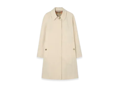 Burberry Women's Mid-length Tropical Gabardine Camden Car Coat "Stone Beige"
