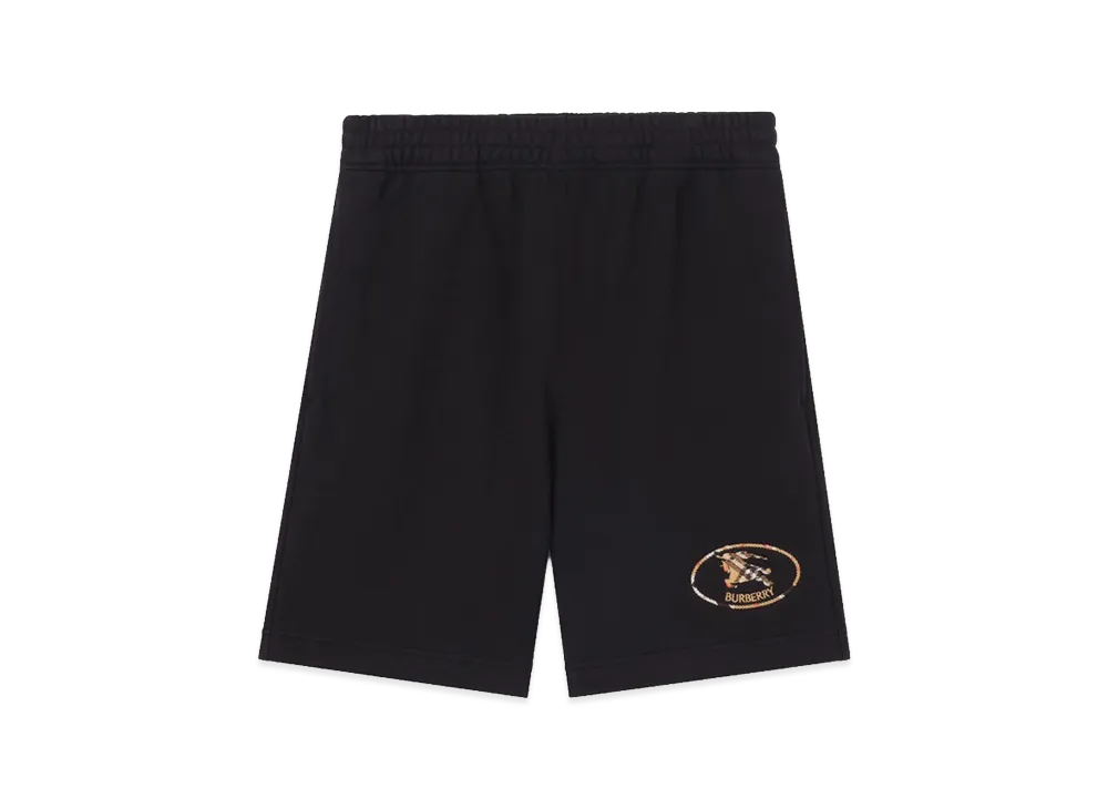 Burberry Check Knight Stamp Cotton Shorts "Black"