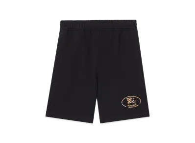 Burberry Check Knight Stamp Cotton Shorts "Black"