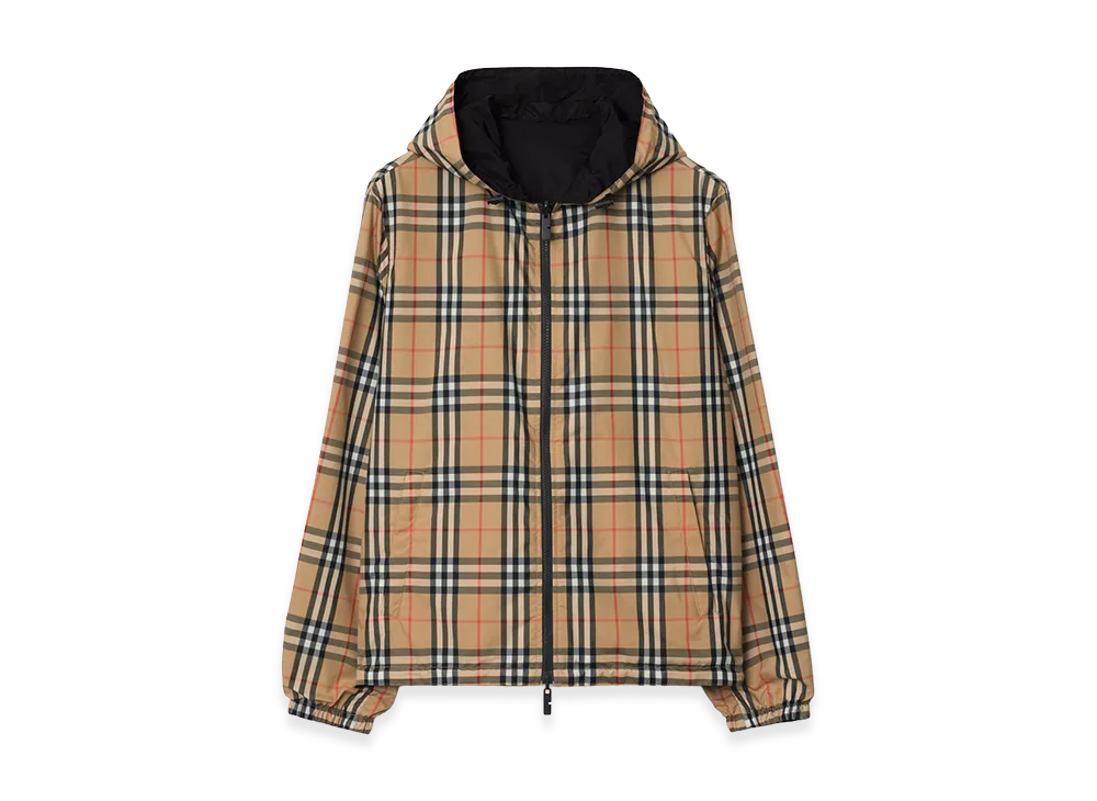 Burberry Reversible Check Hooded Jacket "Sand Beige"