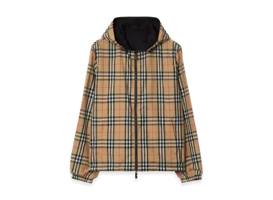 Burberry Reversible Check Hooded Jacket "Sand Beige"