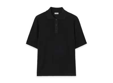 Burberry Check Trim Cotton Polo Shirt "Black"