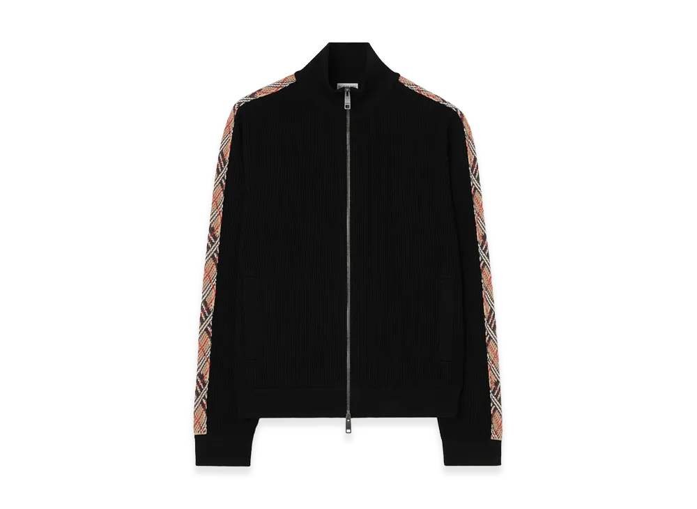 Burberry Check Trim Cotton Track Jacket "Black"