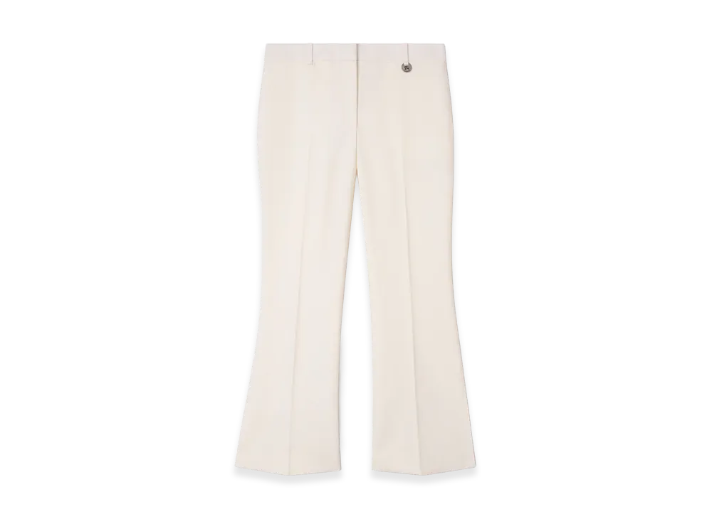 Burberry Women's Cropped Wool Flare Trousers "Cool Alabaster"