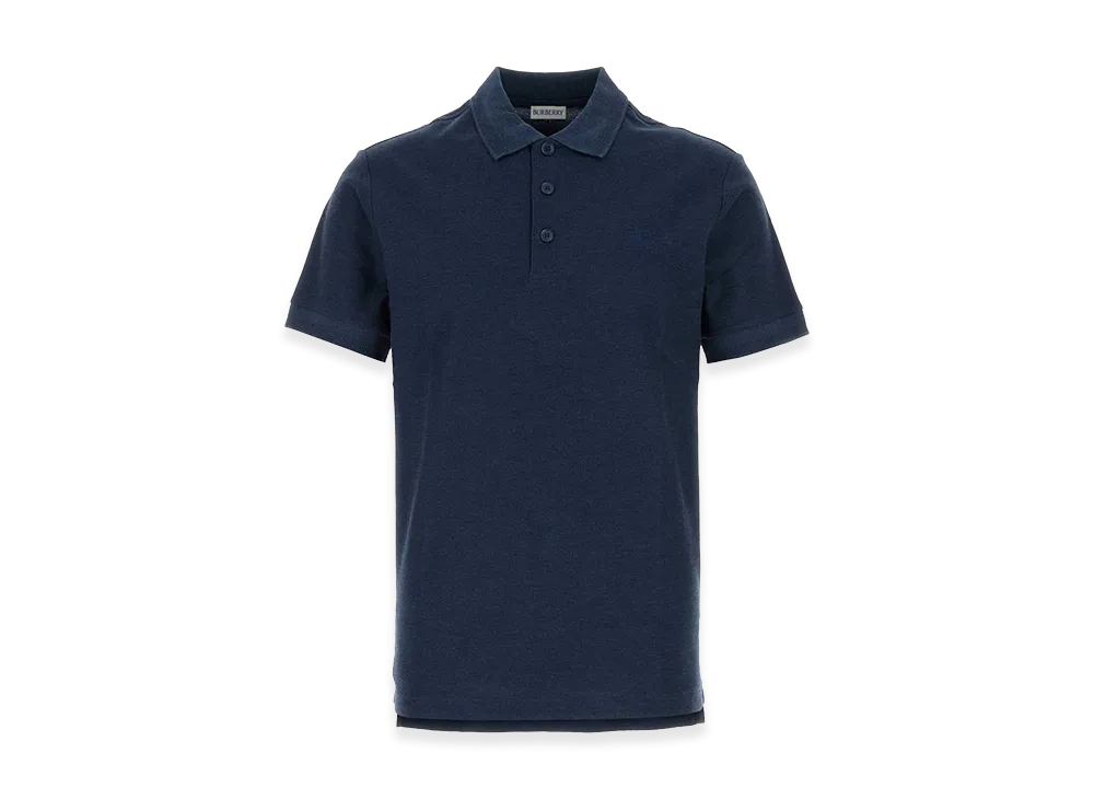 Burberry Eddie Cotton Polo Shirt With Ekd Embroidery "Denim"