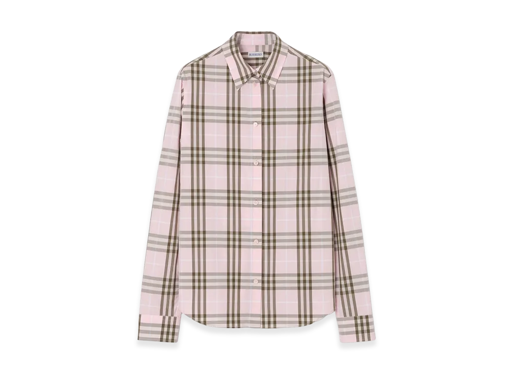Burberry Women's Regular Fit Check Cotton Shirt "Mallow Pink"