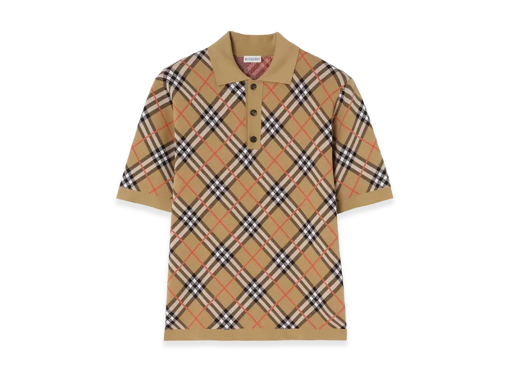Burberry Embroidered Cotton Blend Polo Shirt "Checked"