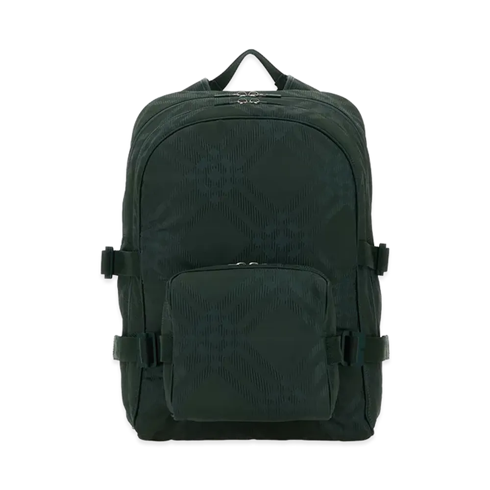 Burberry Bottle Nylon Blend Check Backpack "Green"
