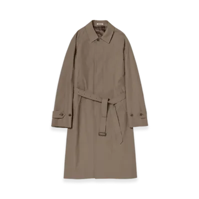 AURALEE Finx Hard Twist Gabardine Soutien Collar Coat "Brown Gray Chambray"