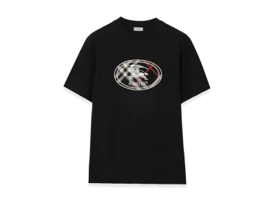 Burberry Check Knight Stamp Cotton T-Shirt "Black"