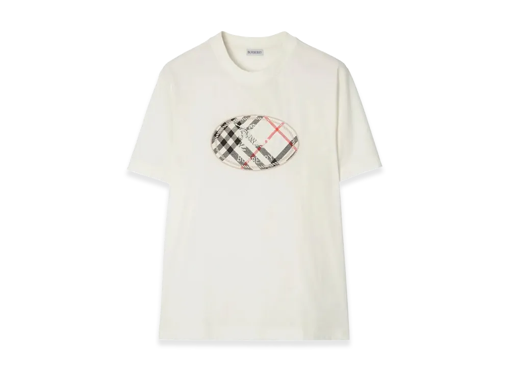 Burberry Knight Check Print Cotton T-Shirt "White"