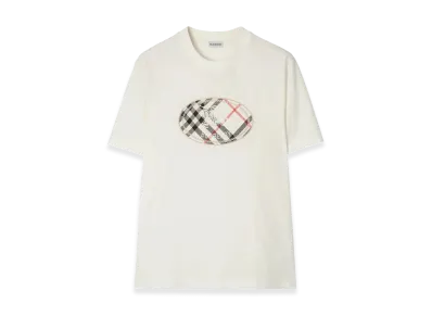 Burberry Knight Check Print Cotton T-Shirt "White"