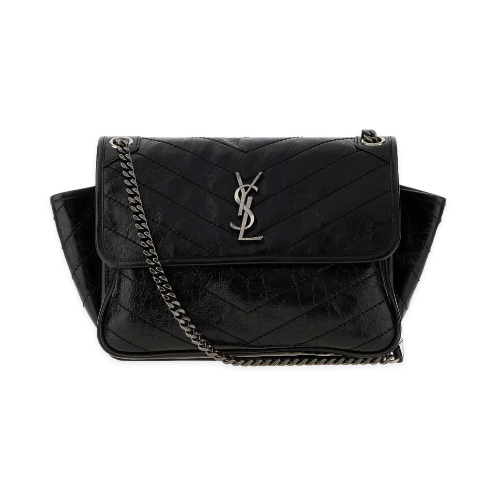 Saint Laurent Women's Leather Niki Tripouch Shoulder Bag "Black"