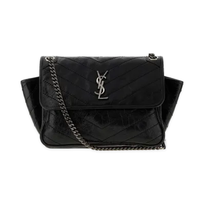 Saint Laurent Women's Leather Niki Tripouch Shoulder Bag "Black"
