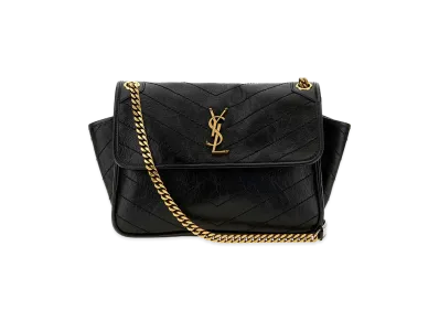 Saint Laurent Women's Niki Tripouch Bag In Vintage Leather "Black"