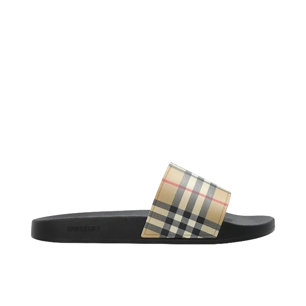 Burberry Slippers With Check Print Band "Nude/Neutrals"
