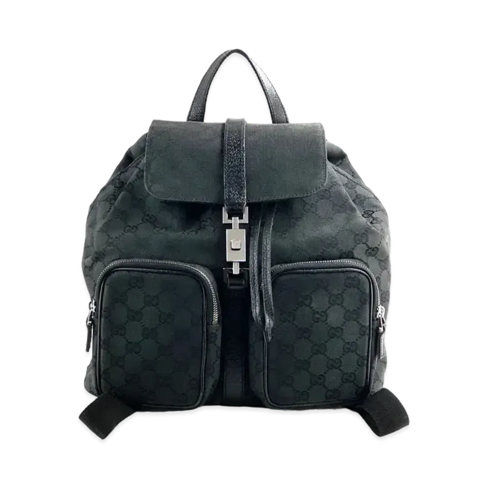 GUCCI GG Canvas Double Pocket Backpack "Black"