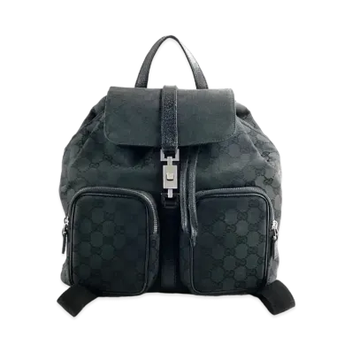 GUCCI GG Canvas Double Pocket Backpack "Black"