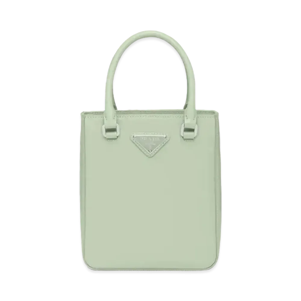 PRADA Small Brushed Leather Tote Bag "Aqua"