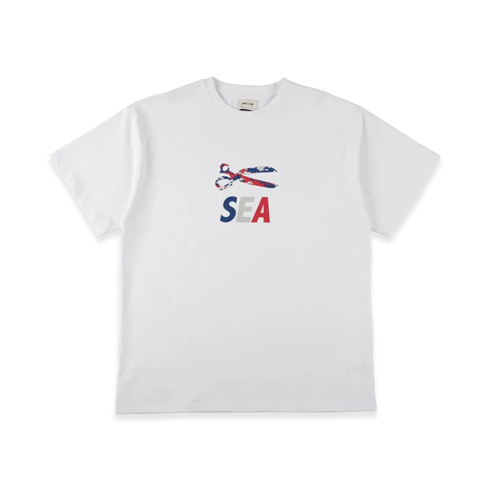 WIND AND SEA x DENHAM Camo Scissors Sulfur Tee "White"