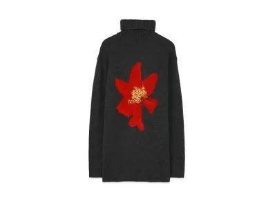 Yohji Yamamoto Pour Homme 7G FLOWER INTERSIA FLORAL TURTLE NECK "Red"
