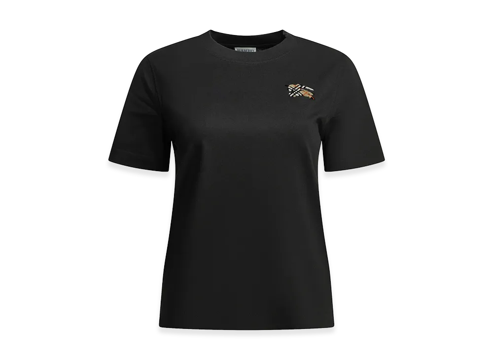 Burberry Women's Knight Check Crewneck T-Shirt "Black"
