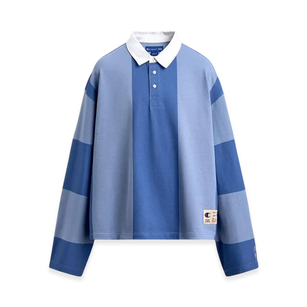ZARA x CHAMPION Color Block Polo Shirt "Blue"