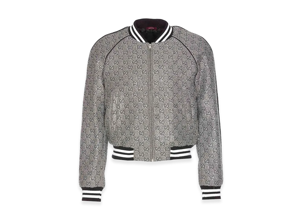 GUCCI Embellished Tweed Bomber Jacket "Black"