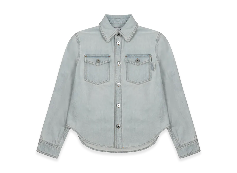 Bottega Veneta Women's Extra Bleached Dirty Denim Shirt "Blue"