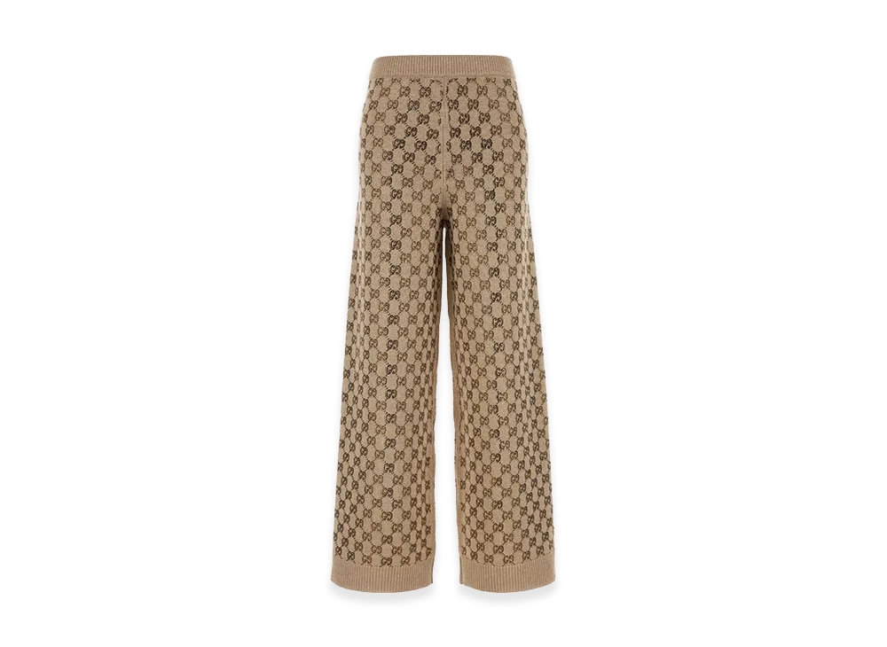 GUCCI Women's Embellished Wool Blend Joggers "Beige"