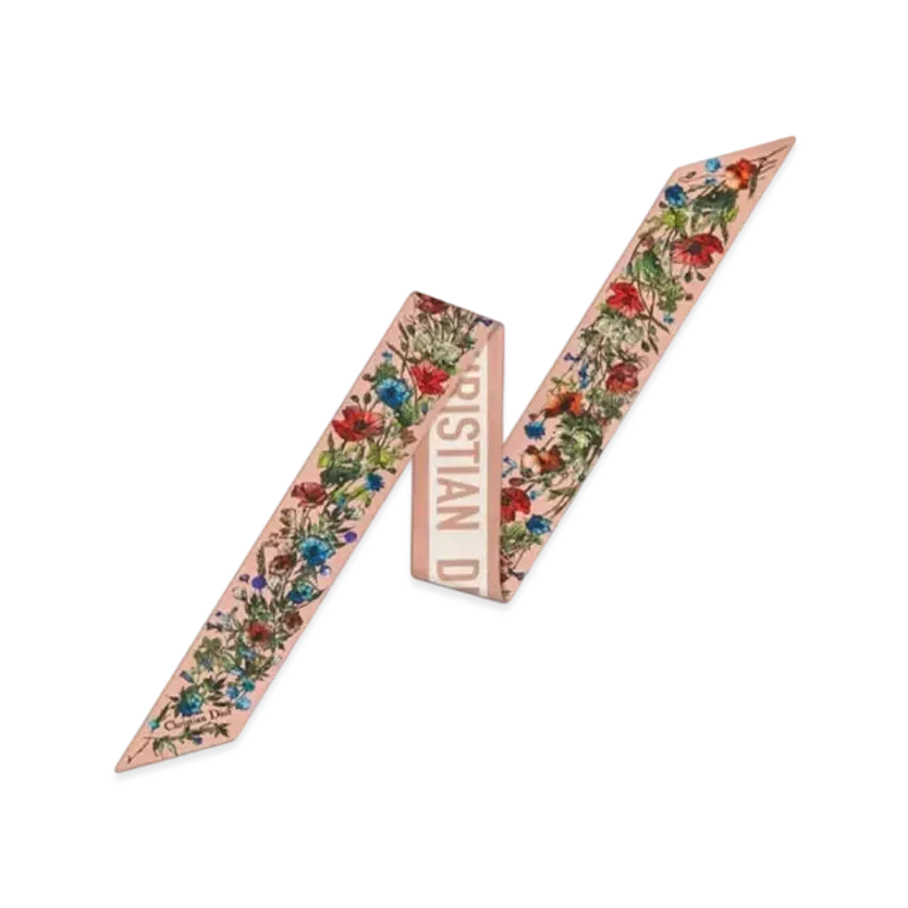 Dior D-MILLEFIORI Mitza Scarf Silk Twill "Pink"