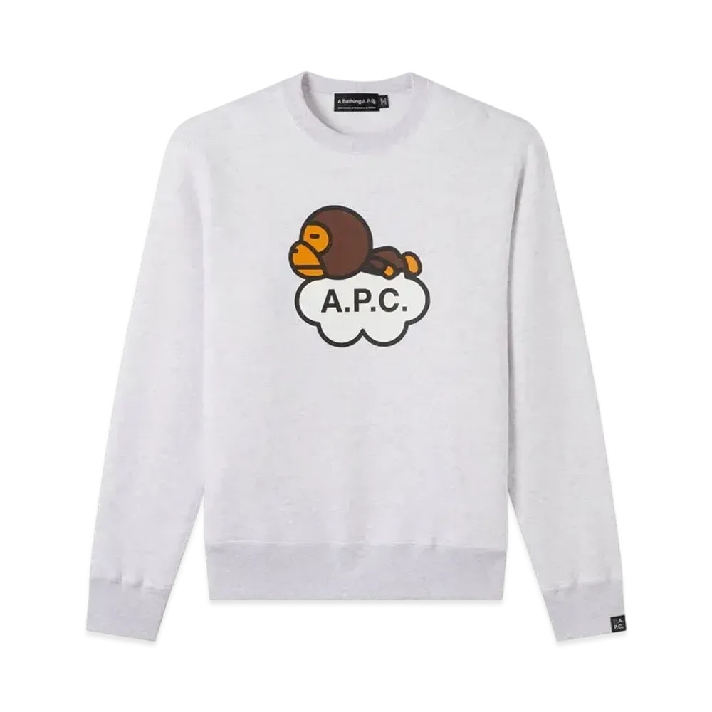 A BATHING APE x APC MILO WIDE CREWNECK "Grey"