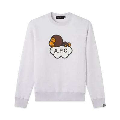 A BATHING APE x APC MILO WIDE CREWNECK "Grey"