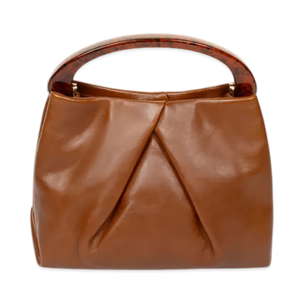 DRIES VAN NOTEN Women's Small Pleated Leather Bag "Tan"