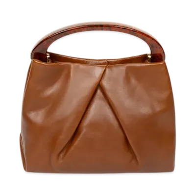 DRIES VAN NOTEN Women's Small Pleated Leather Bag "Tan"
