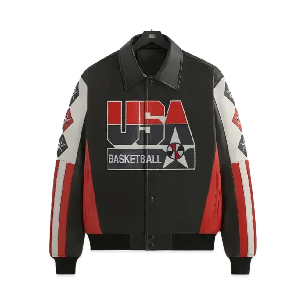 Kith x USA Basketball Leather Jacket "Black"