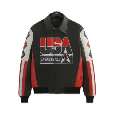 Kith x USA Basketball Leather Jacket "Black"