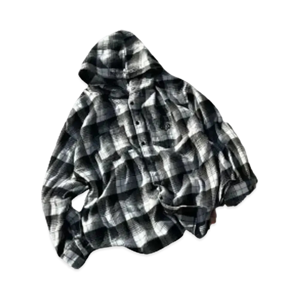 HTH check hood shirt "BLACK"