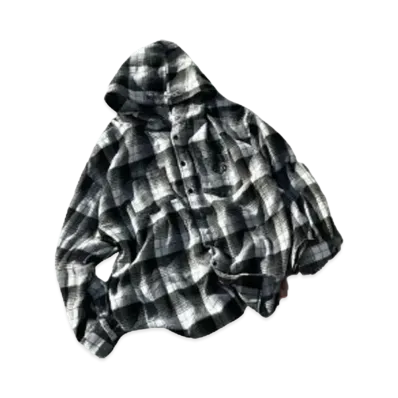 HTH check hood shirt "BLACK"