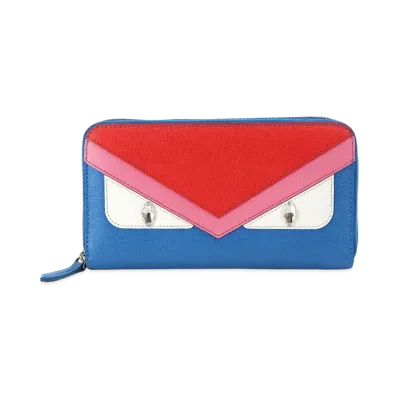 FENDI Bugs eye Monster Leather Round Long Wallet "Multicolor"