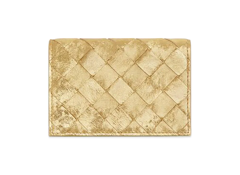 Bottega Veneta Intrecciato Business Card Case "Gold"
