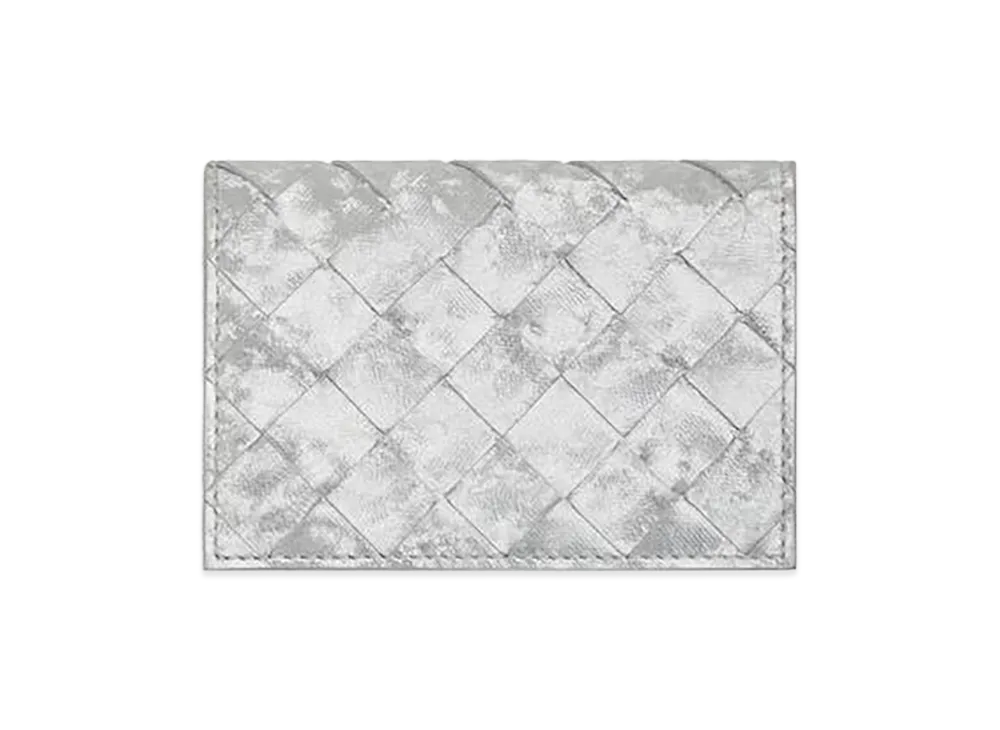 Bottega Veneta Intrecciato Business Card Case "Silver"