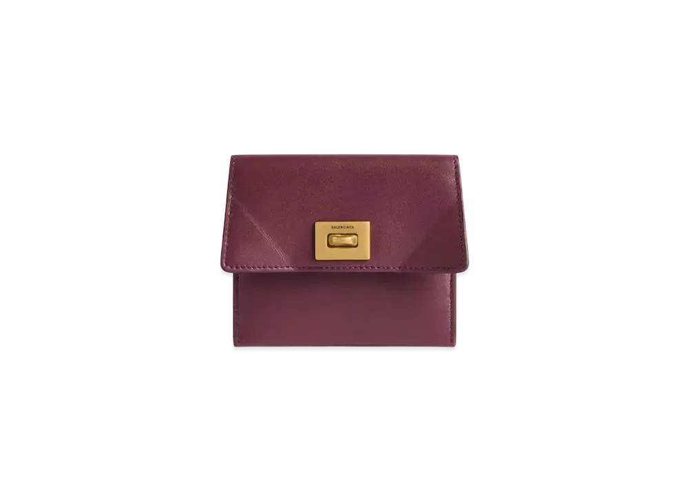 BALENCIAGA Rodeo Card Holder with Flap "Dark Burgundy"