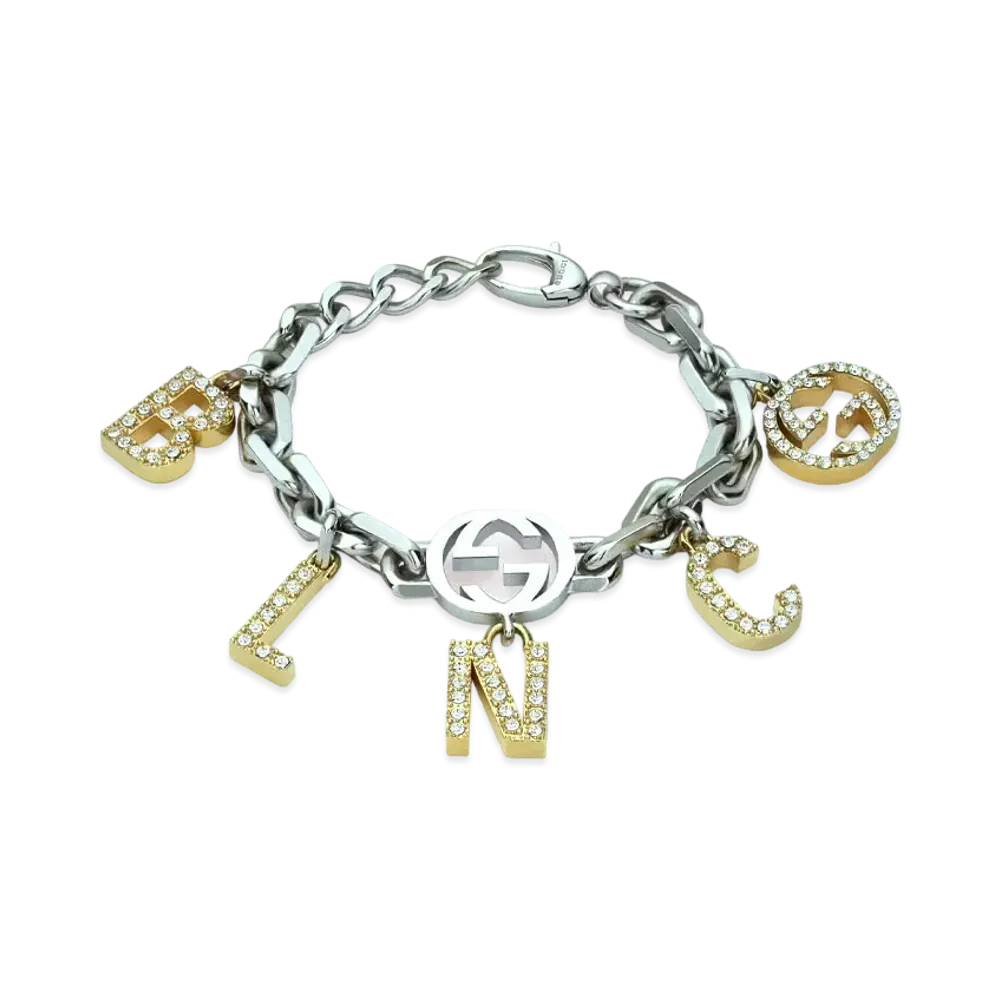 GUCCI x BALENCIAGA The Hacker Crystal Charm Bracelet "Silver"