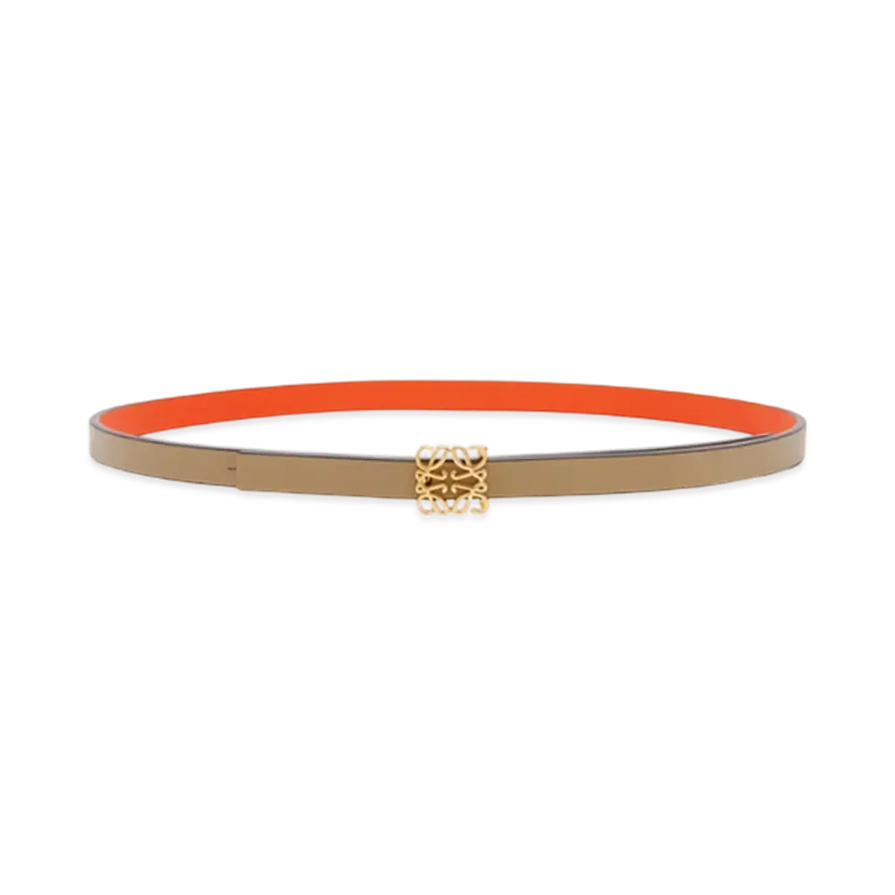 LOEWE Reversible Anagram Cube Belt "Clay Green/Vivid Orange/Gold"