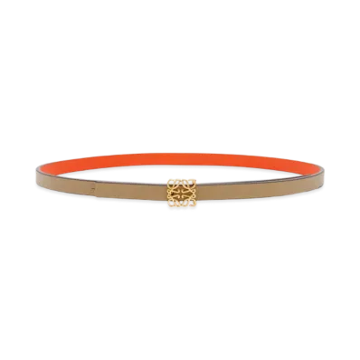 LOEWE Reversible Anagram Cube Belt "Clay Green/Vivid Orange/Gold"